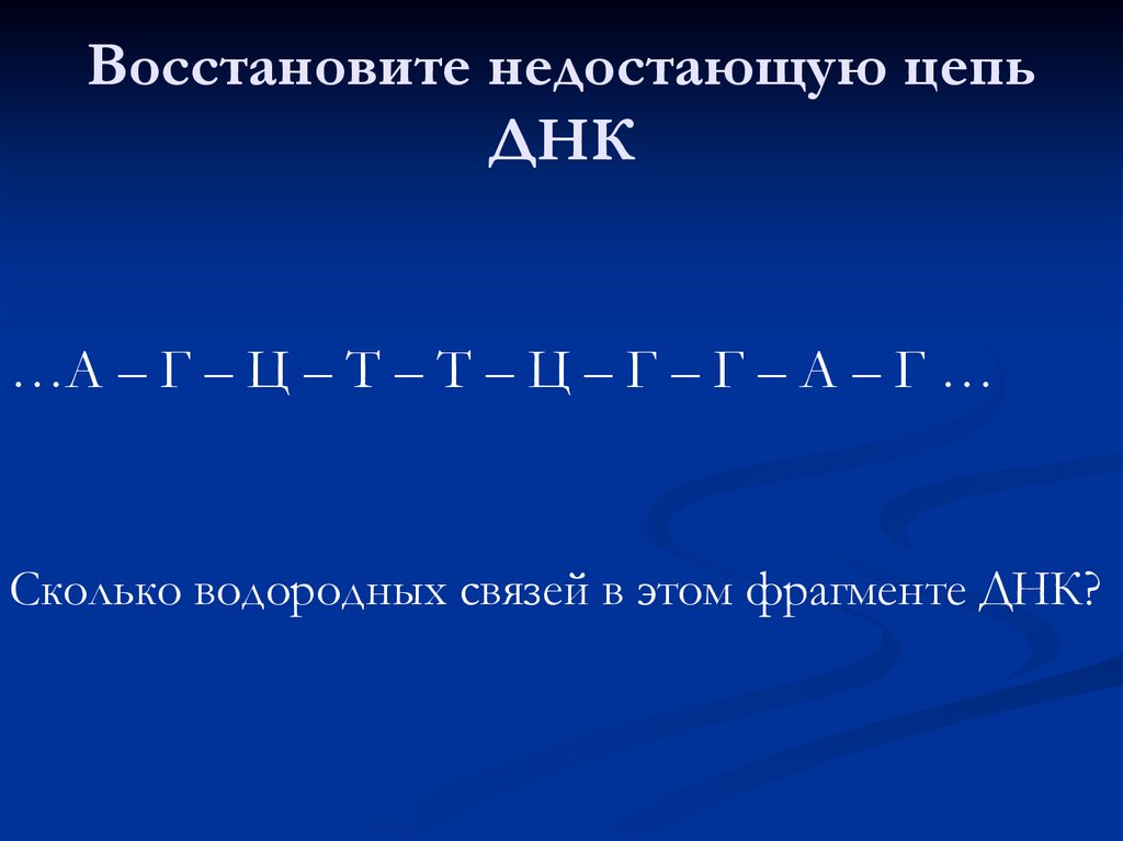Восстановите недостающую цепь ДНК