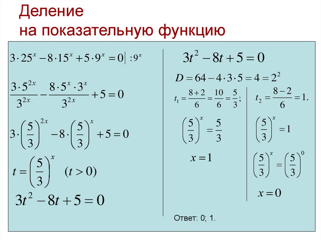 Деление на показательную функцию