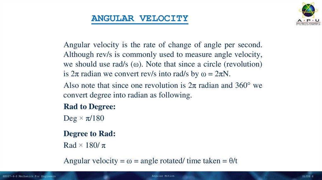 ANGULAR VELOCITY