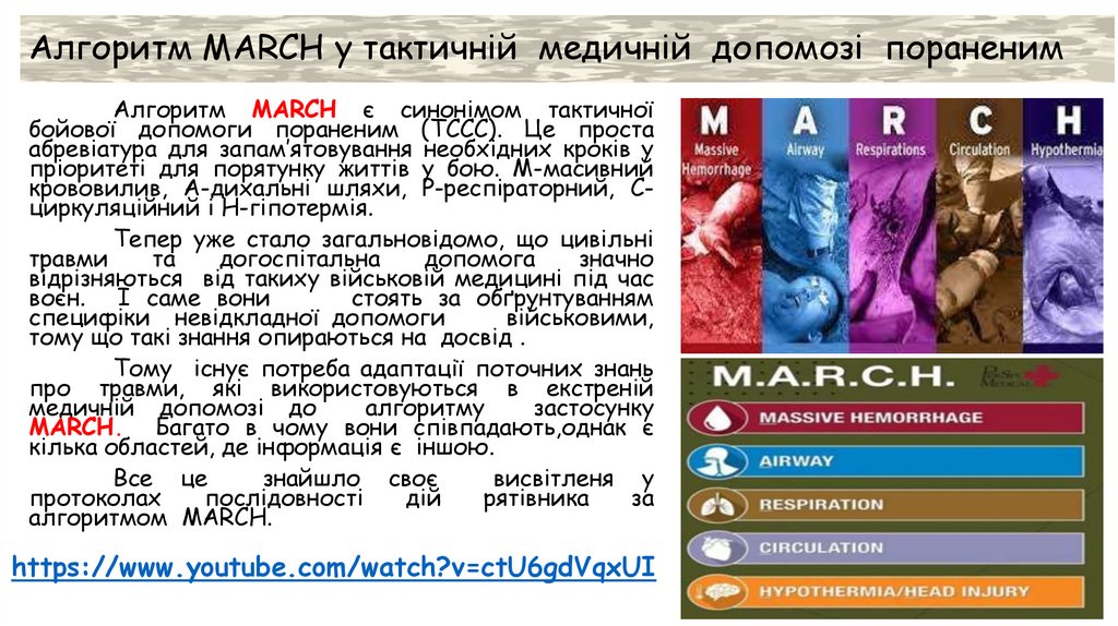 Алгоритм MARCH у тактичній медичній допомозі пораненим