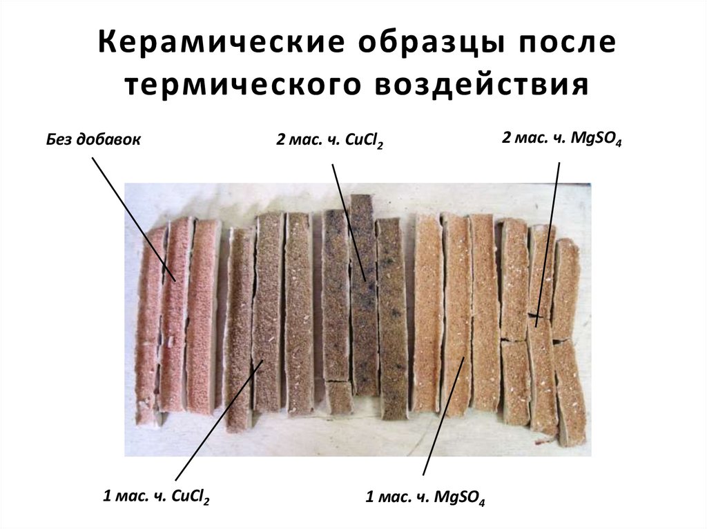 Керамические образцы после термического воздействия