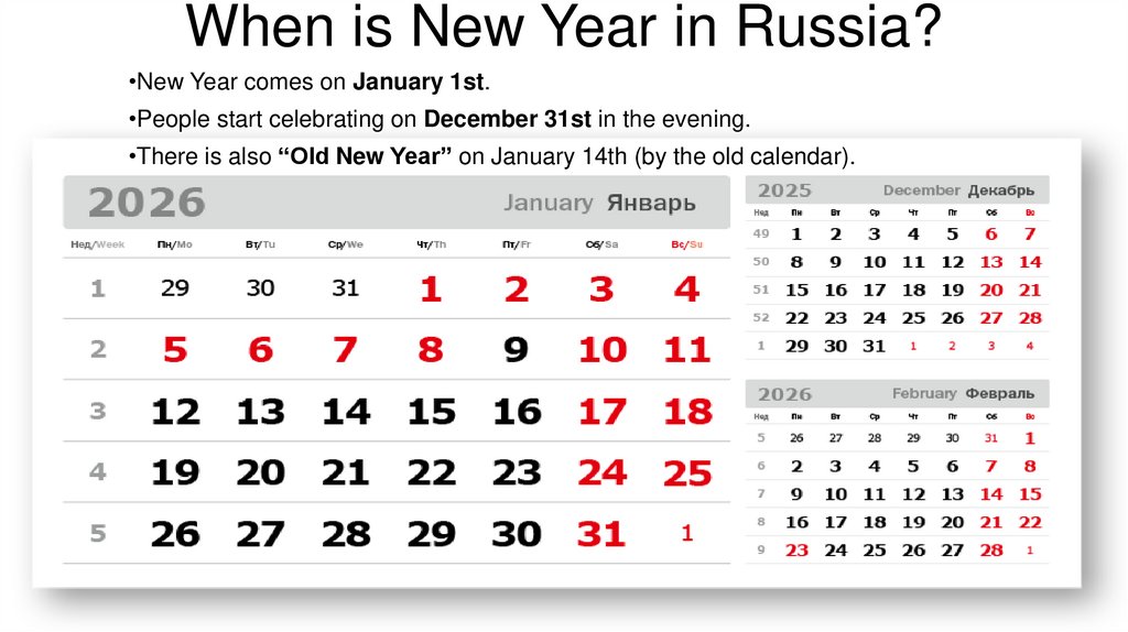 When is New Year in Russia?