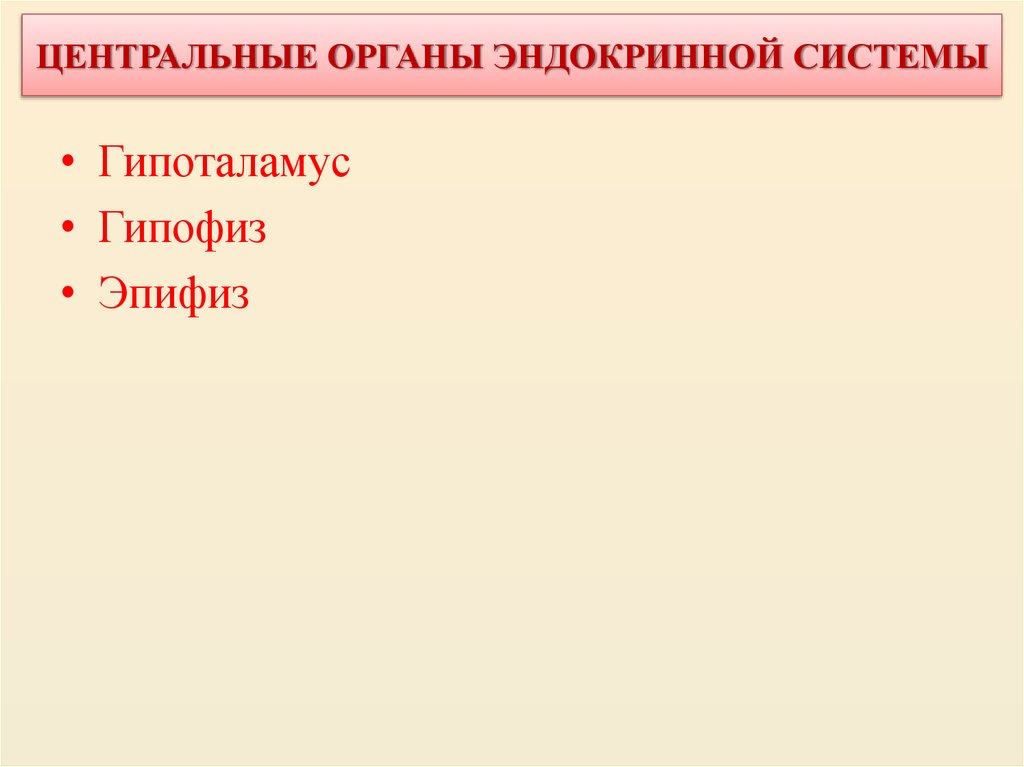 ЦЕНТРАЛЬНЫЕ ОРГАНЫ ЭНДОКРИННОЙ СИСТЕМЫ