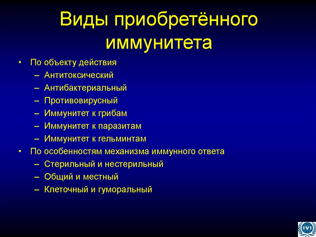 Виды приобретённого иммунитета