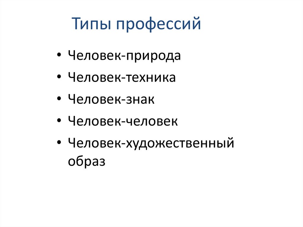 Типы профессий