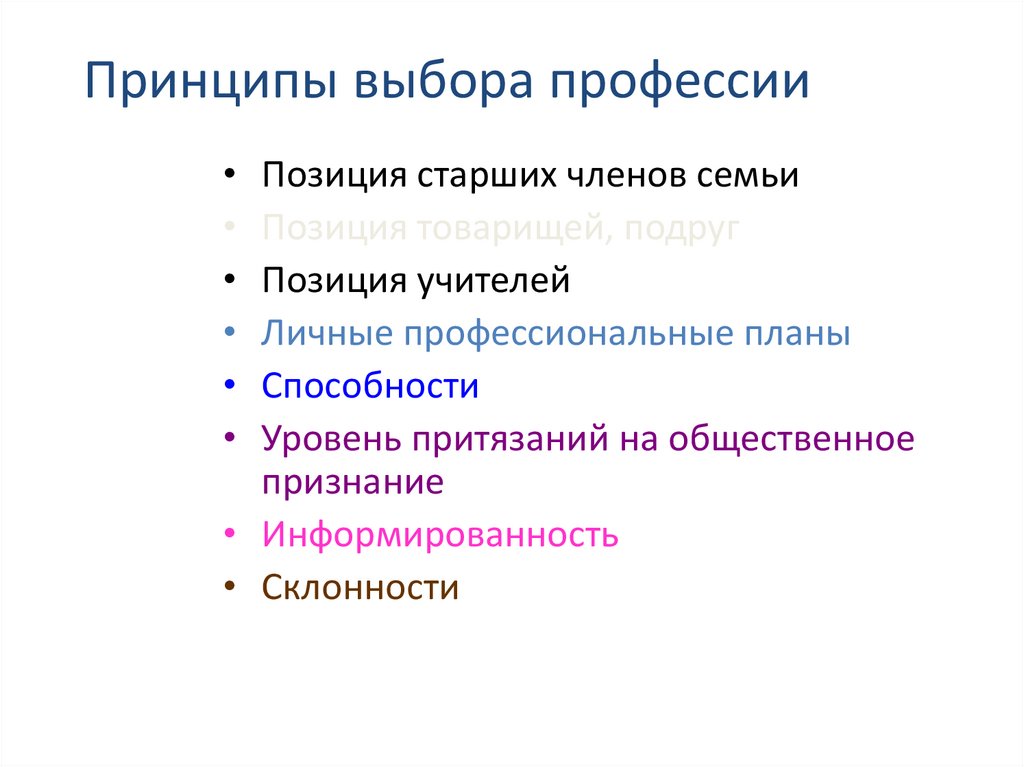 Принципы выбора профессии