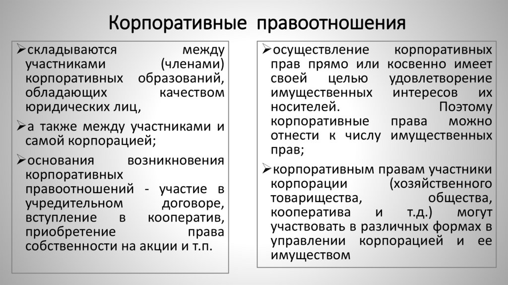 Корпоративные правоотношения