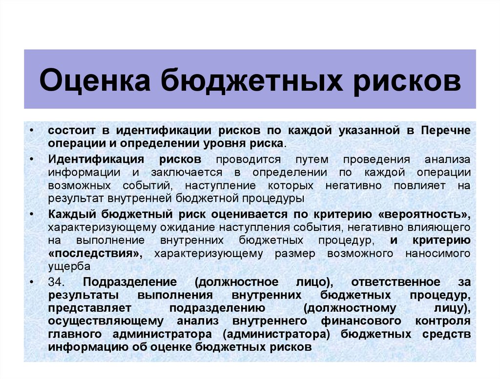 Оценка бюджетных рисков