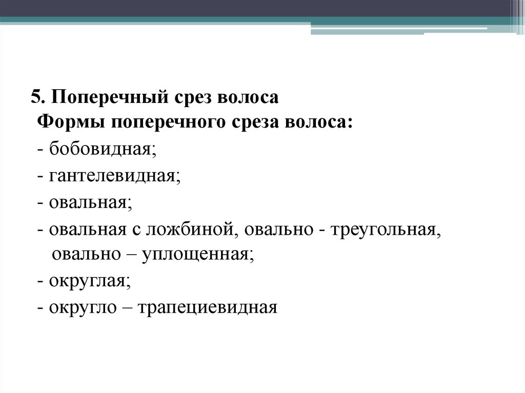 5. Поперечный срез волоса