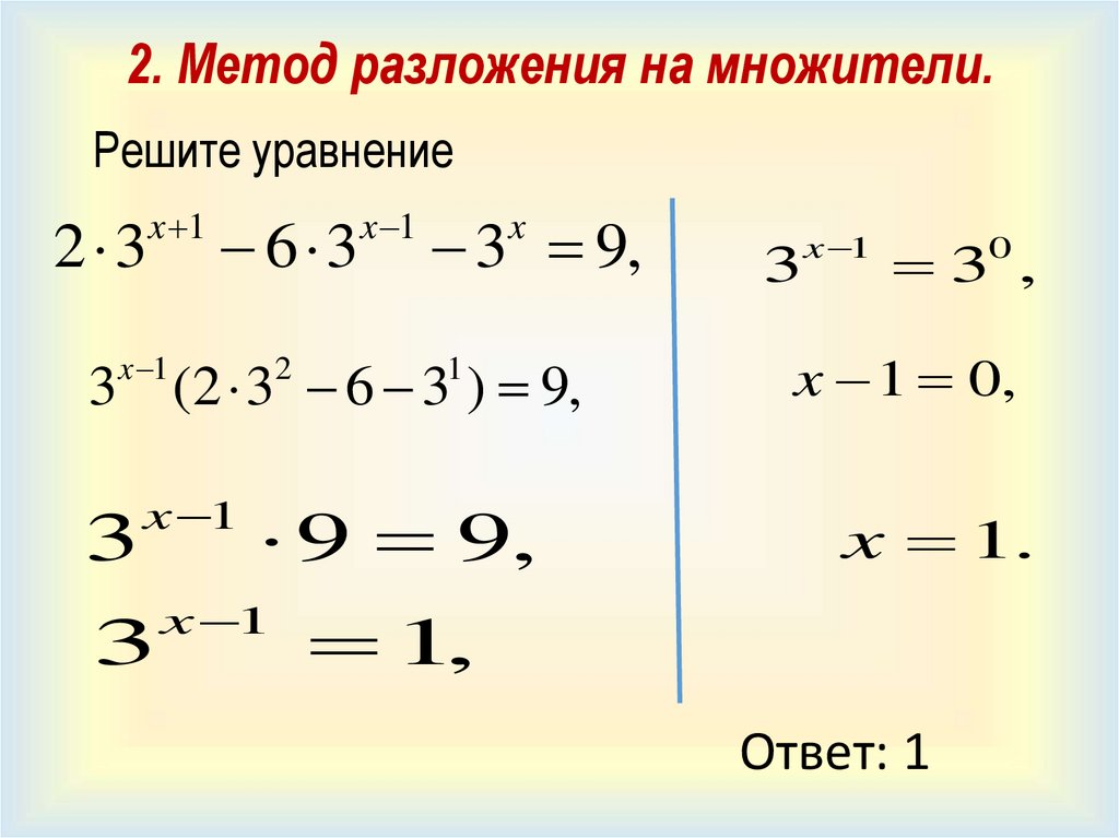 2. Метод разложения на множители.