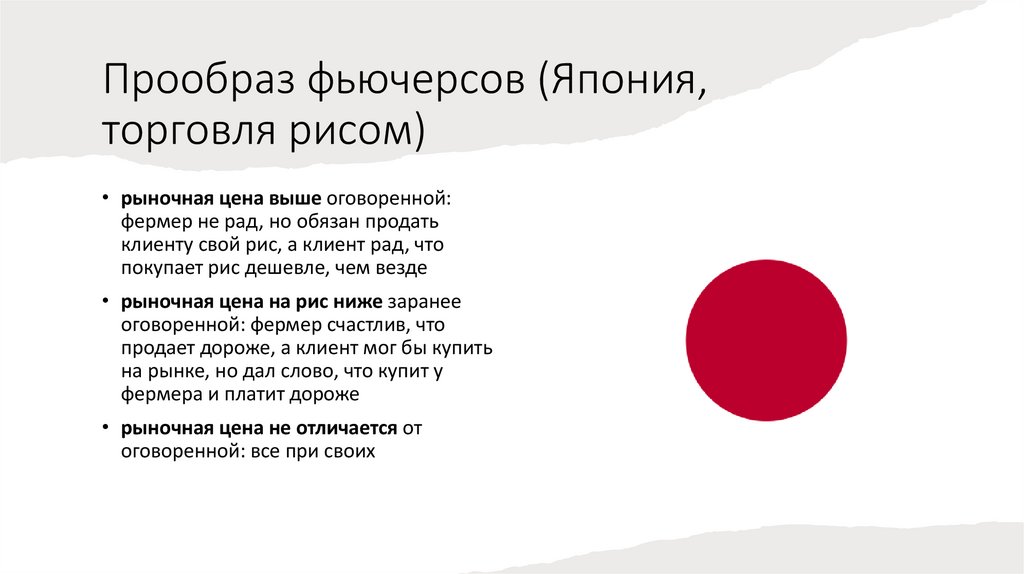 Прообраз фьючерсов (Япония, торговля рисом)