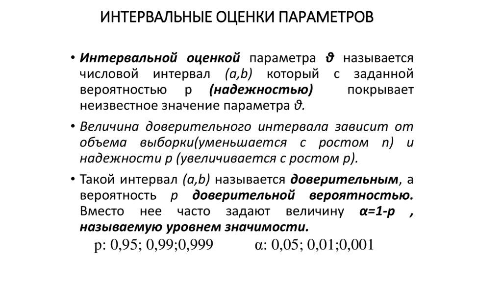 ИНТЕРВАЛЬНЫЕ ОЦЕНКИ ПАРАМЕТРОВ