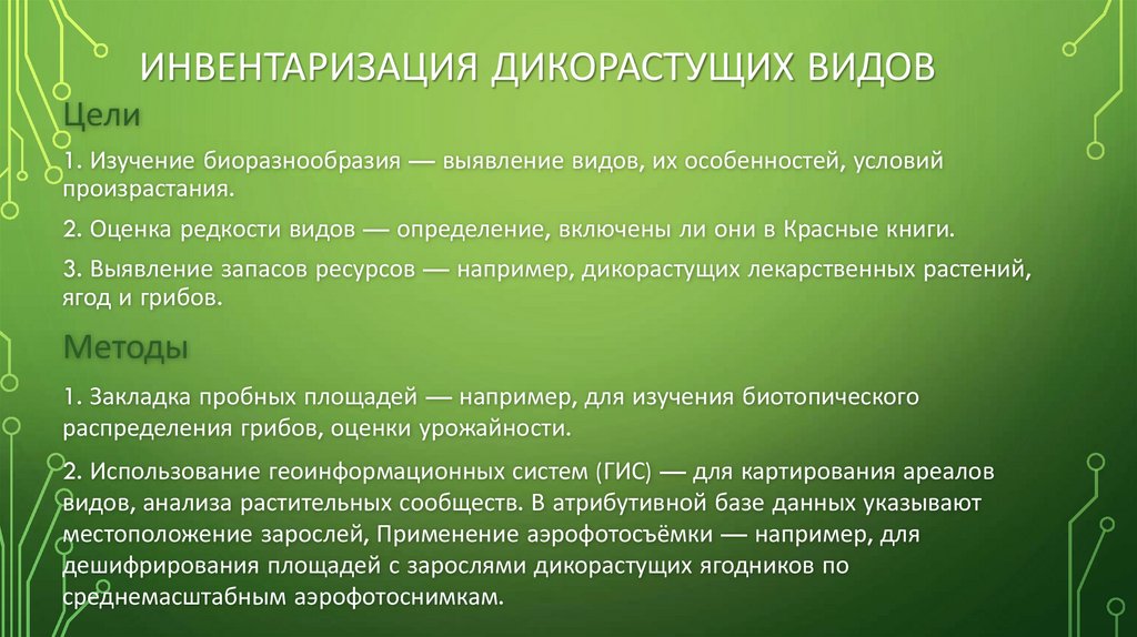 Инвентаризация дикорастущих видов