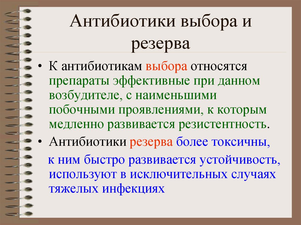 Антибиотики выбора и резерва