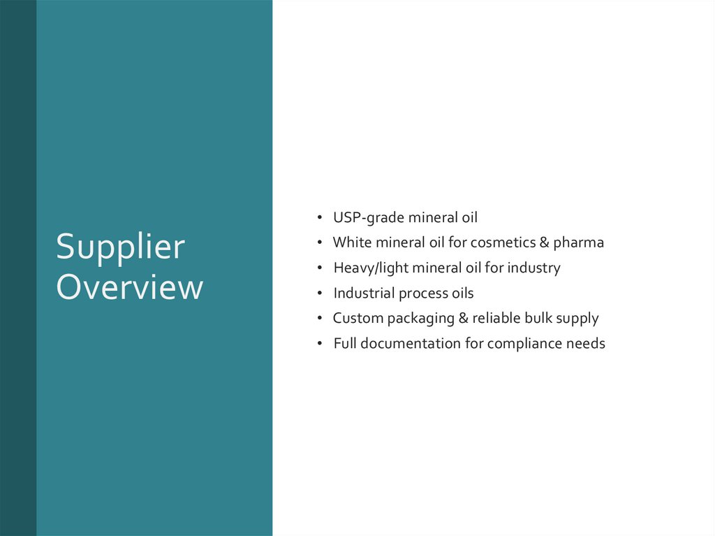 Supplier Overview
