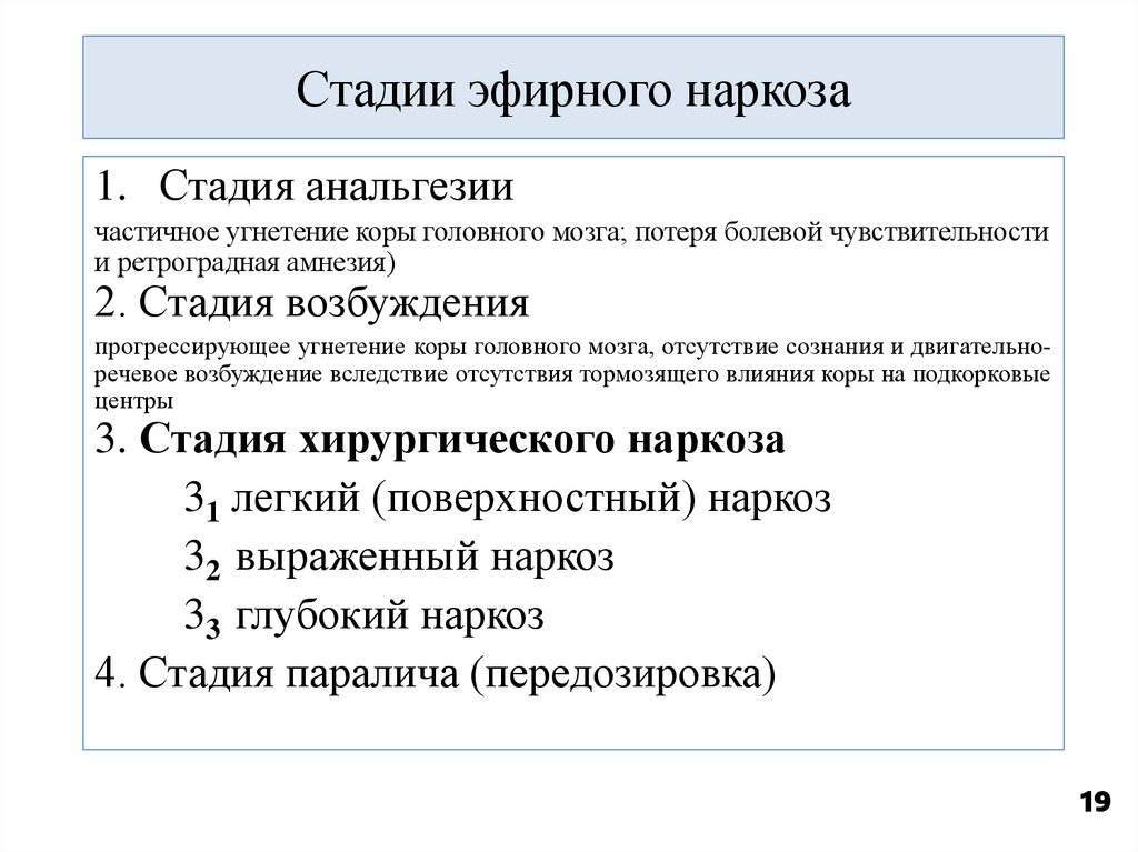 Стадии эфирного наркоза