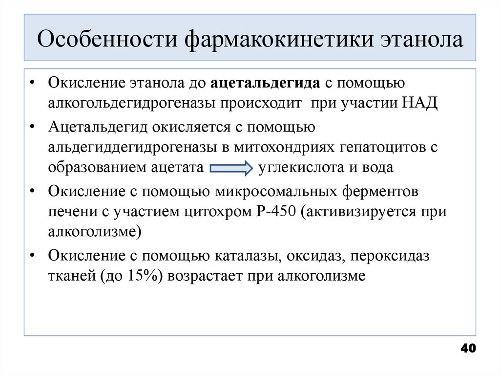 Особенности фармакокинетики этанола