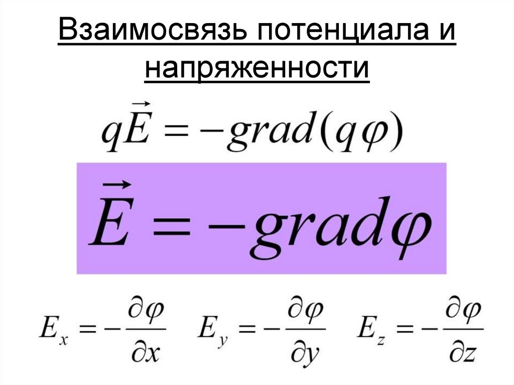 Взаимосвязь потенциала и напряженности