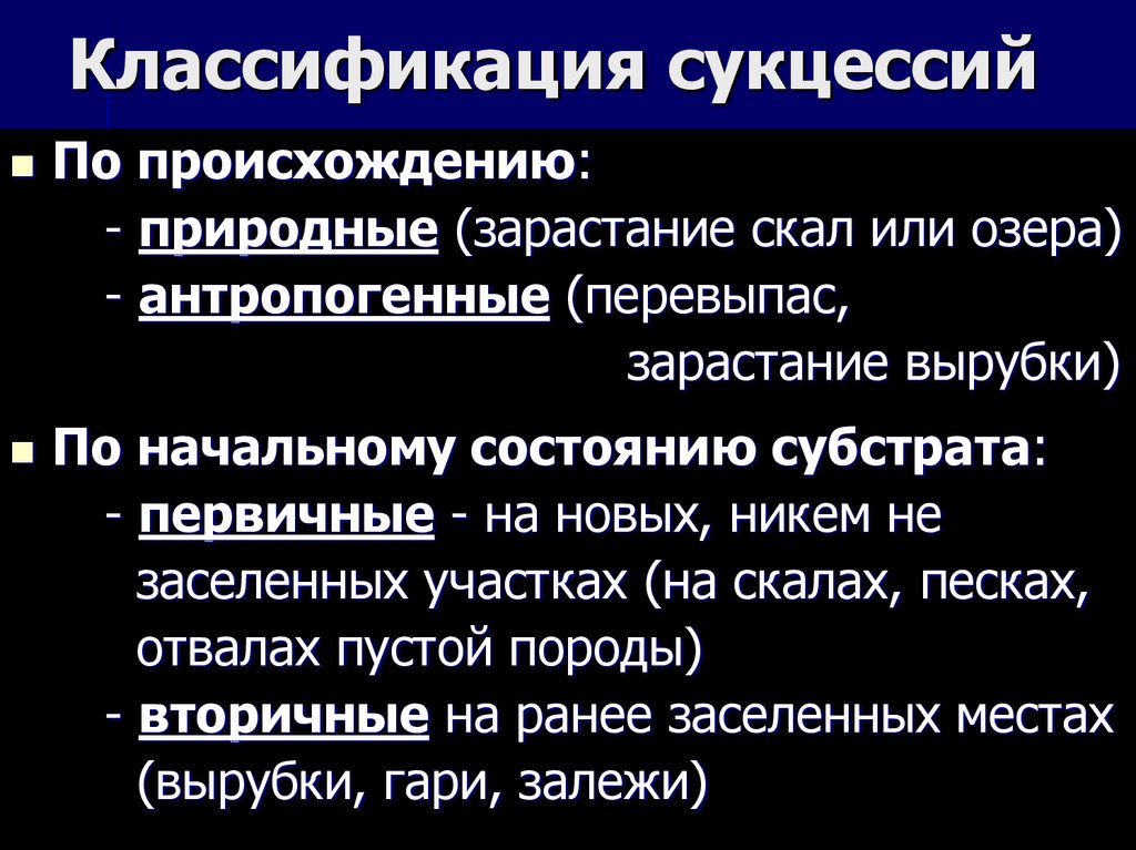 Классификация сукцессий