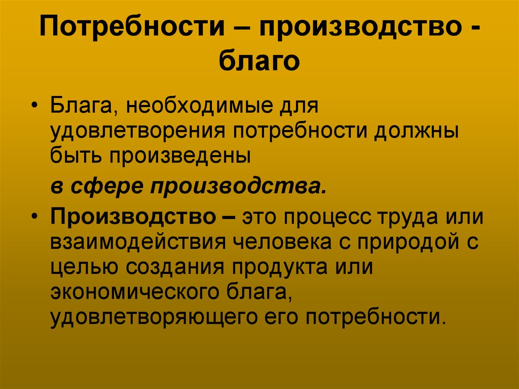 Потребности – производство - благо