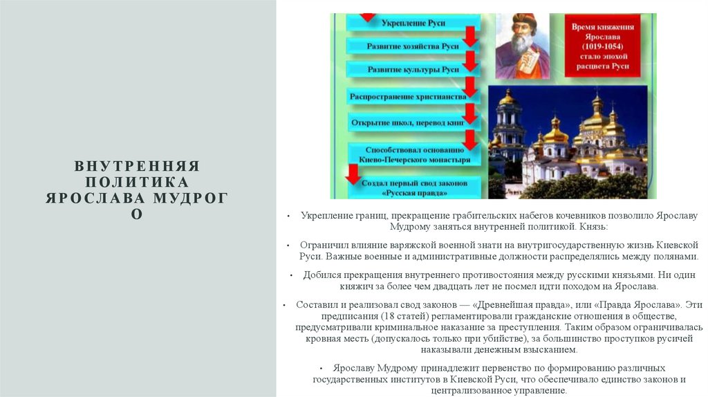 Внутренняя политика Ярослава Мудрого
