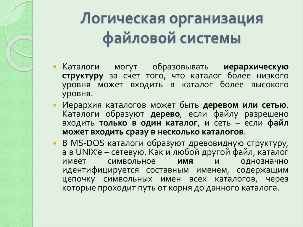 Логическая организация файловой системы