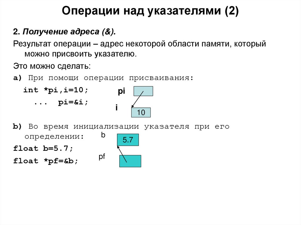 Операции над указателями (2)