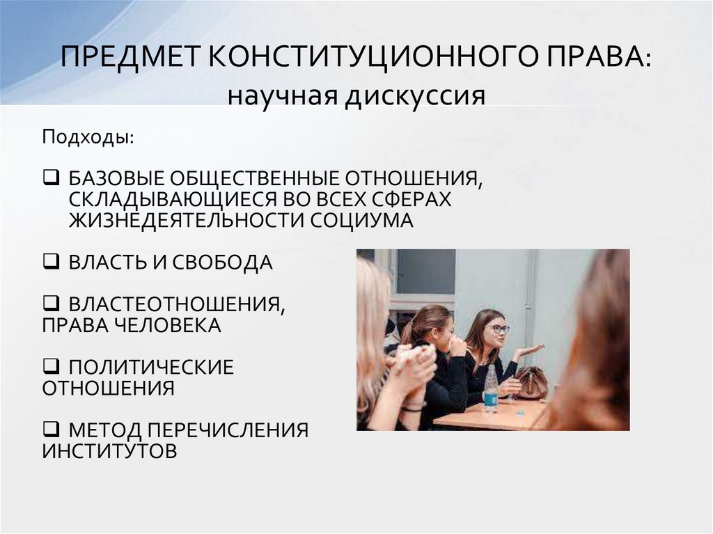 ПРЕДМЕТ КОНСТИТУЦИОННОГО ПРАВА: научная дискуссия