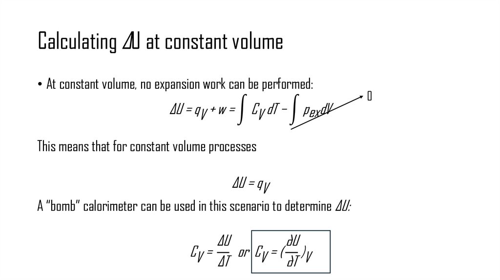 Calculating ΔU at constant volume