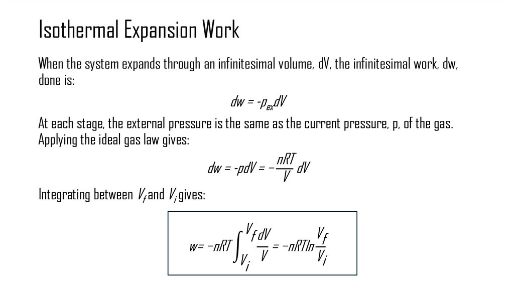 Isothermal Expansion Work