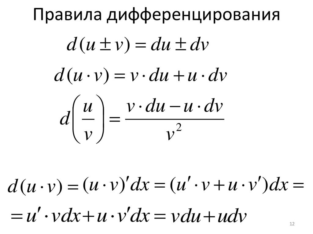 Правила дифференцирования