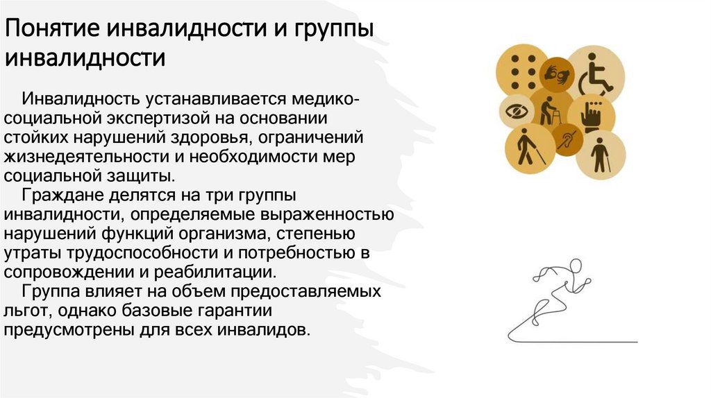 Понятие инвалидности и группы инвалидности