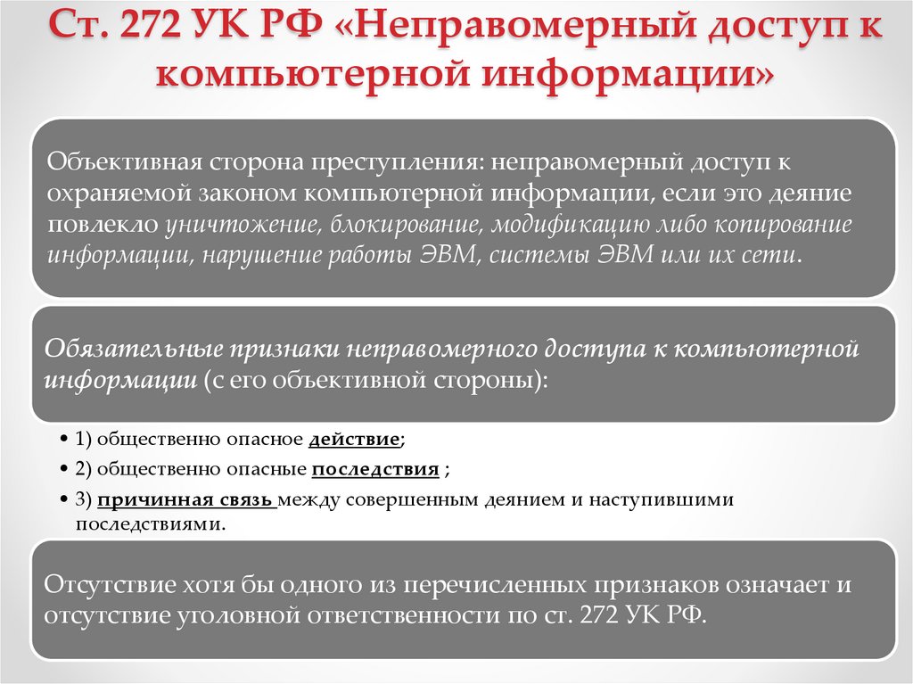Ст. 272 УК РФ «Неправомерный доступ к компьютерной информации»