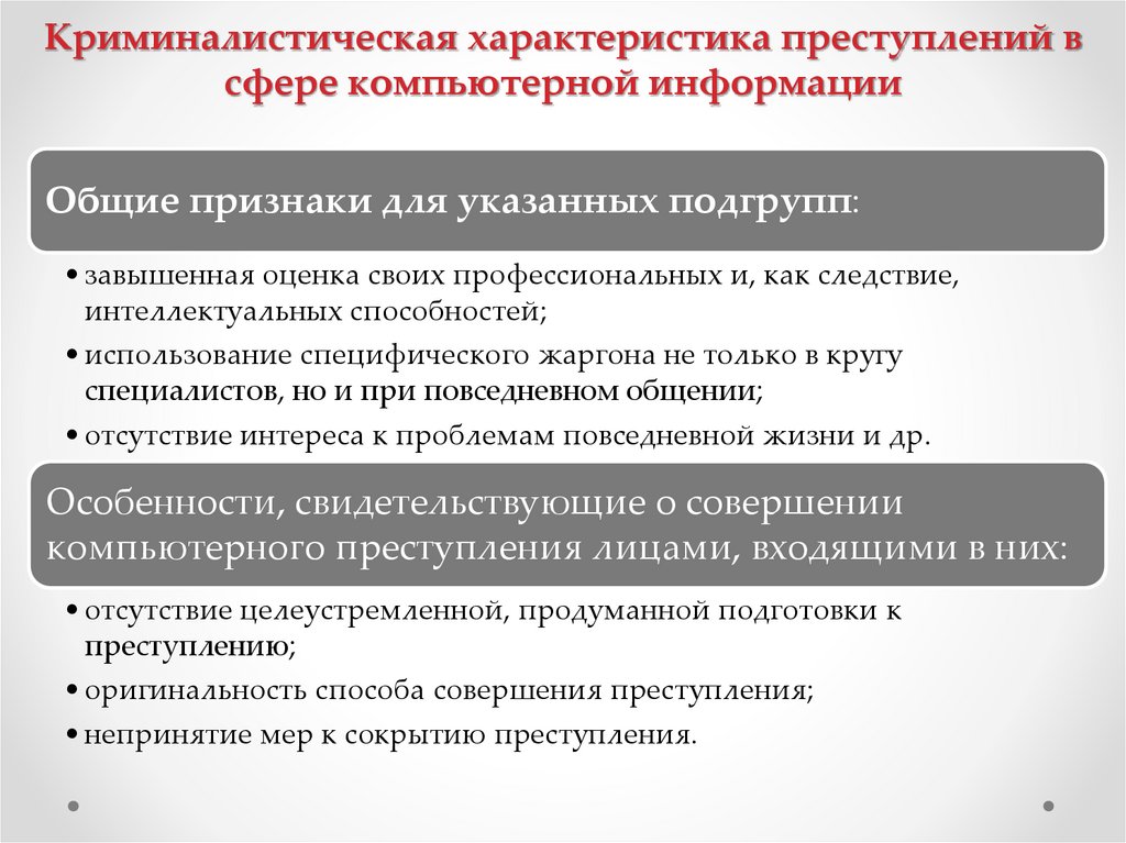 Криминалистическая характеристика преступлений в сфере компьютерной информации