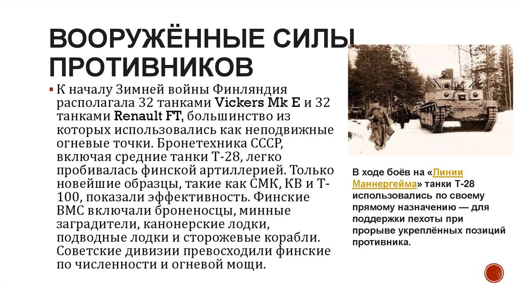 Вооружённые силы противников