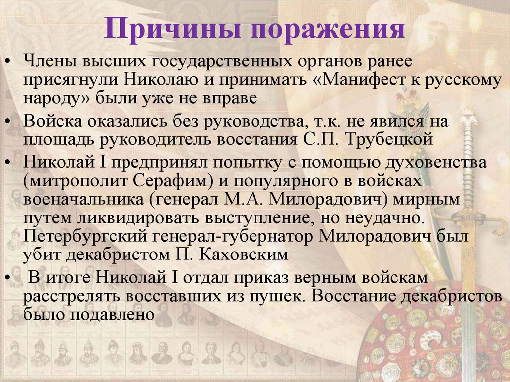 Причины поражения