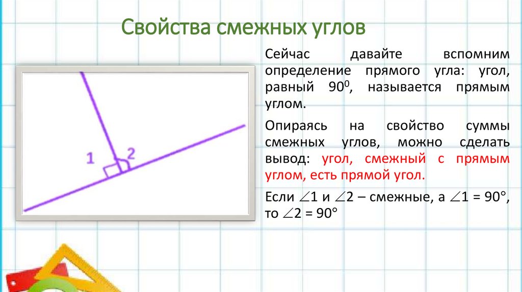 Свойства смежных углов