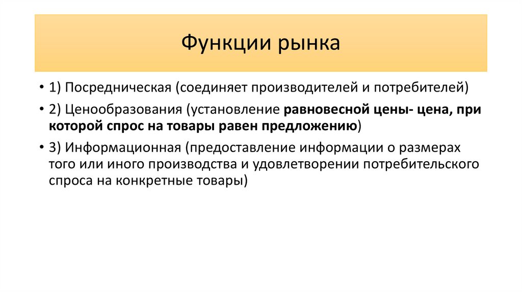 Функции рынка