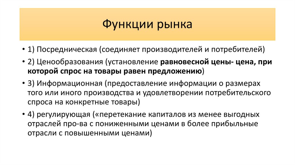 Функции рынка