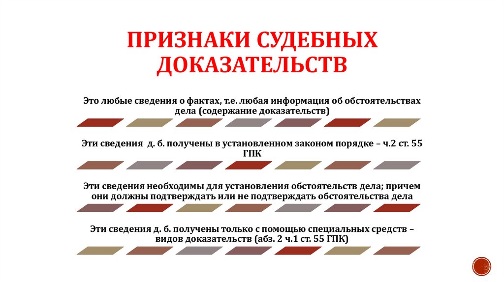 Признаки судебных доказательств