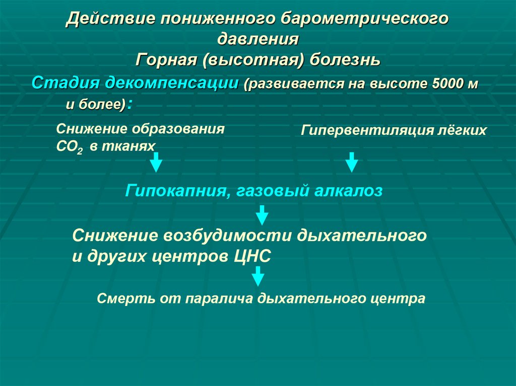 Действие пониженного барометрического давления Горная (высотная) болезнь