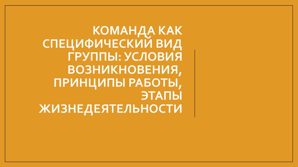 Команда как специфический вид группы: условия возникновения, принципы работы, этапы жизнедеятельности  