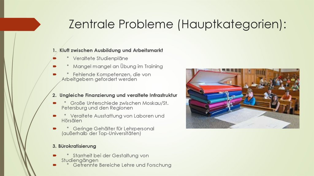 Zentrale Probleme (Hauptkategorien):