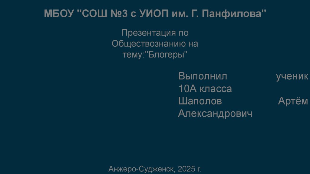 МБОУ "СОШ №3 с УИОП им. Г. Панфилова"