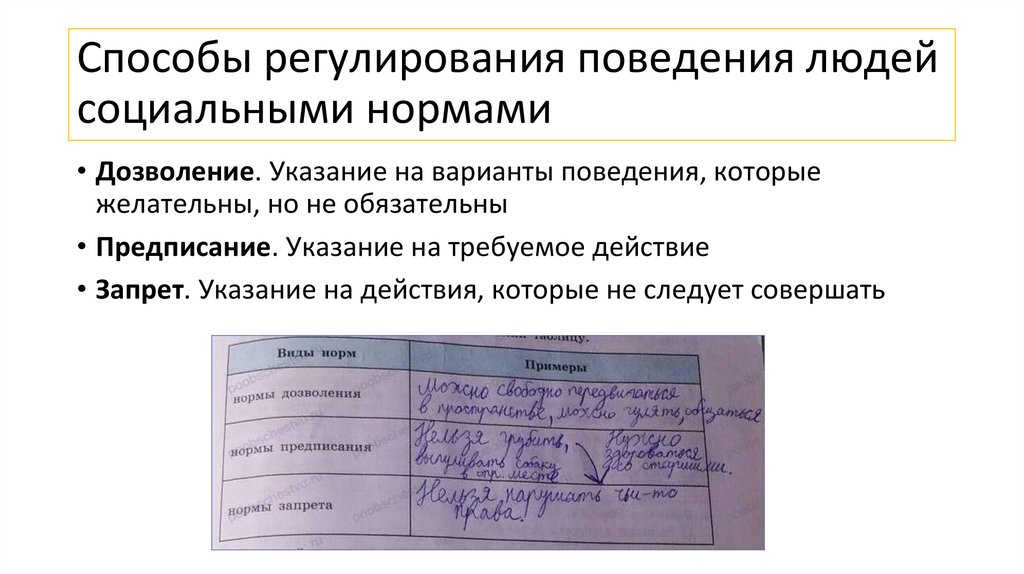 Способы регулирования поведения людей социальными нормами