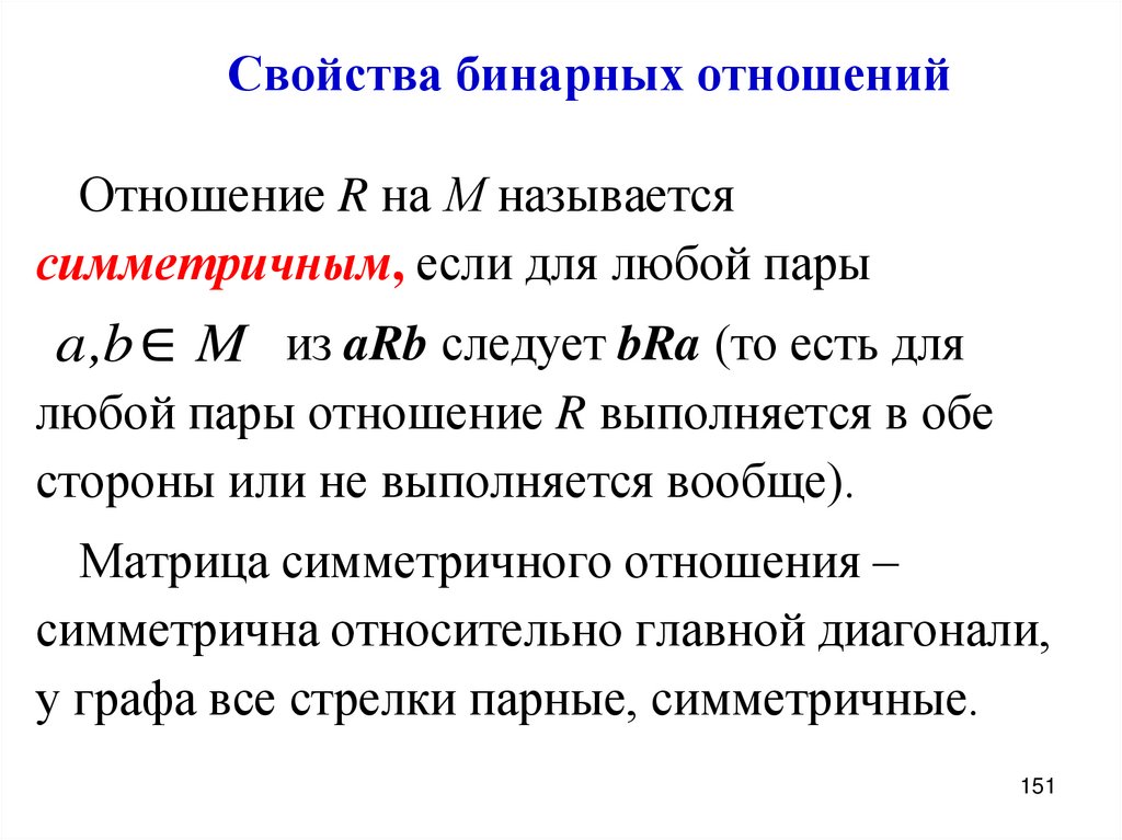 Свойства бинарных отношений