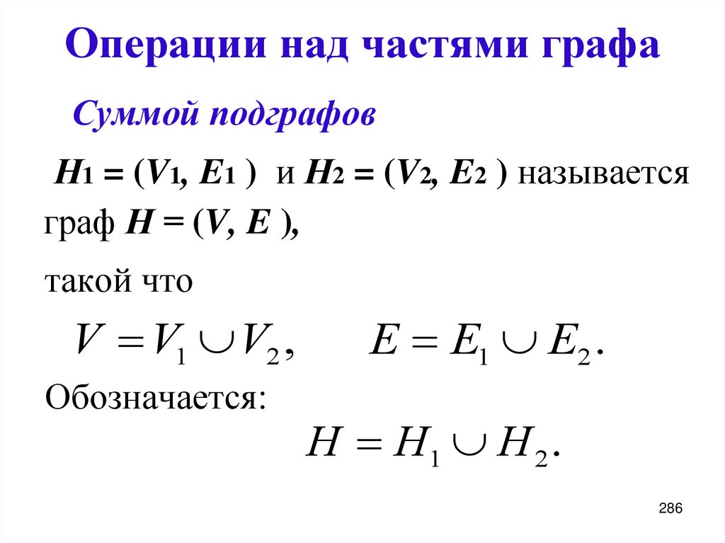 Операции над частями графа