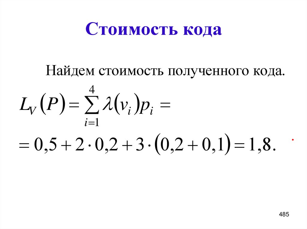 Стоимость кода