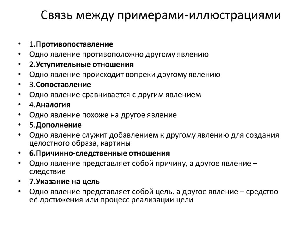 Связь между примерами-иллюстрациями