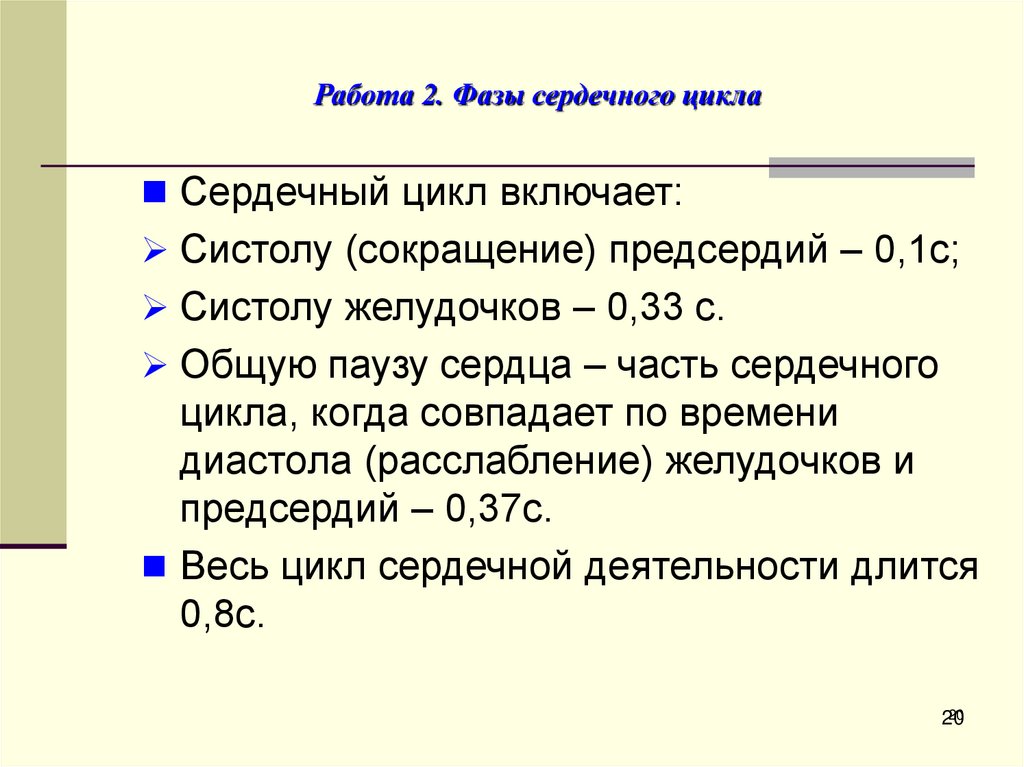 Работа 2. Фазы сердечного цикла